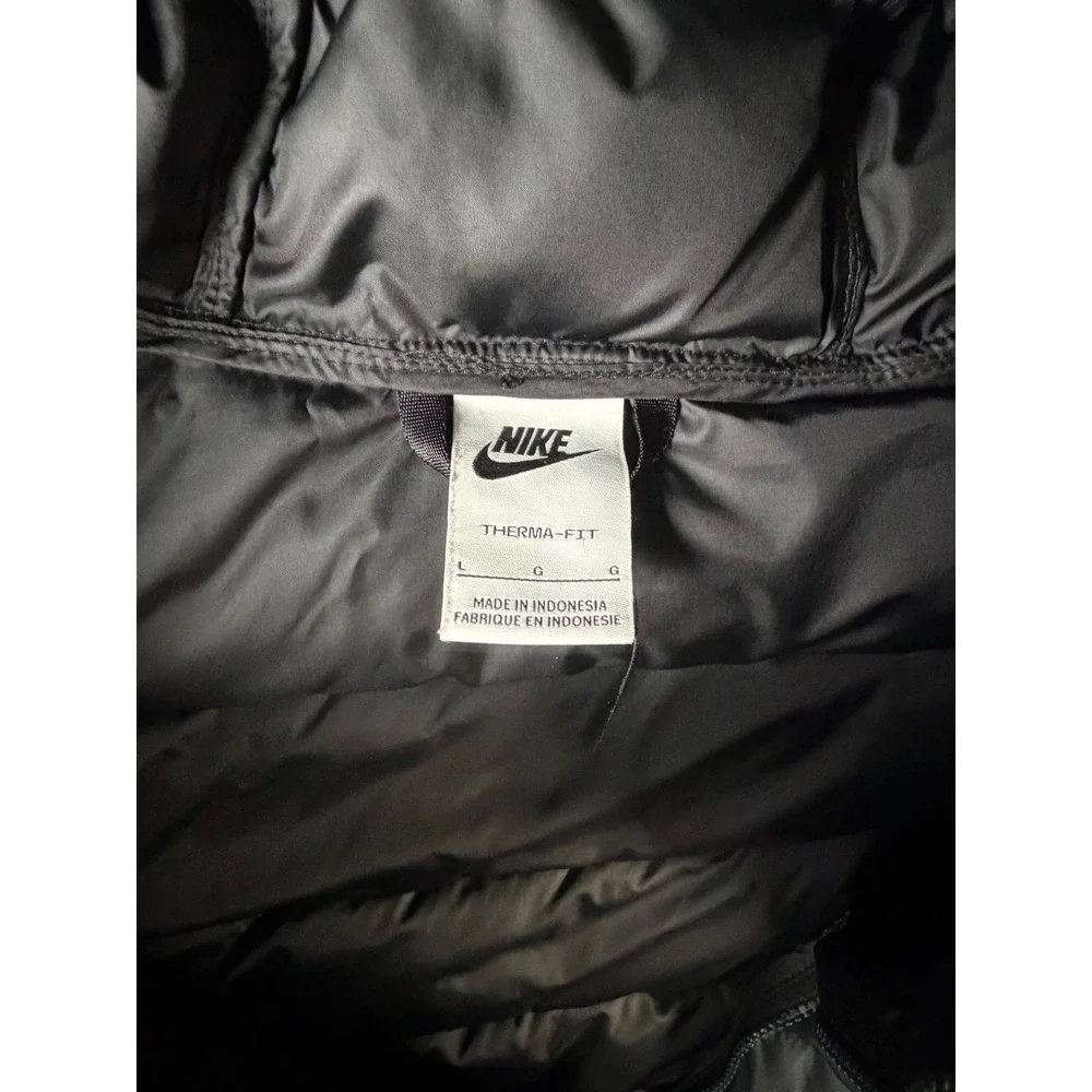Nike Therma-FIT Kids Puffer Jacket Black Hooded Full Zip Size Large L G J10